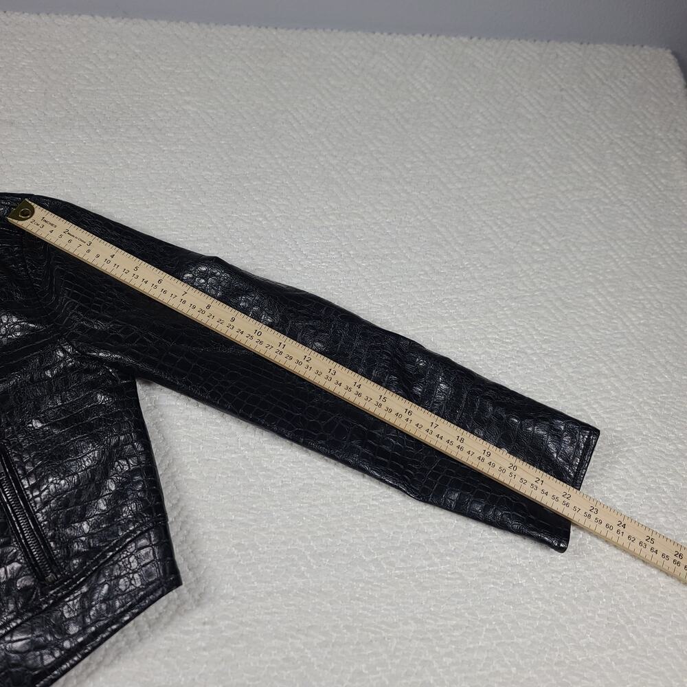 Mod Cloth vegan crocodile leather moto jacket Sz S Edgy Punk Mobwife Rock n Roll - Picture 8 of 13